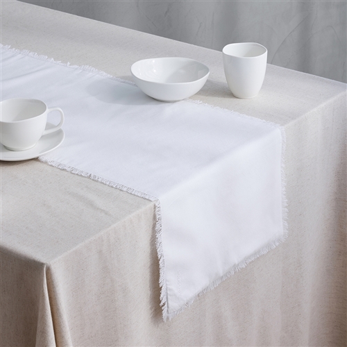 Ecology Fray Table Runner White