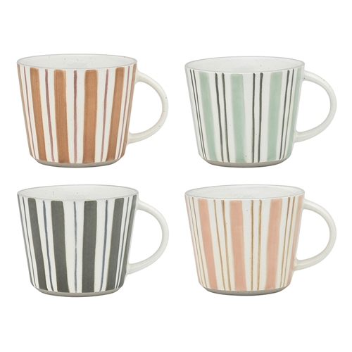 Ecology Chalk Set of 4 Mugs 260ml Two Stripe