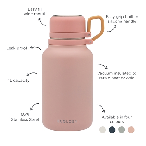 Ecology Esse Water Bottle 1L Blush